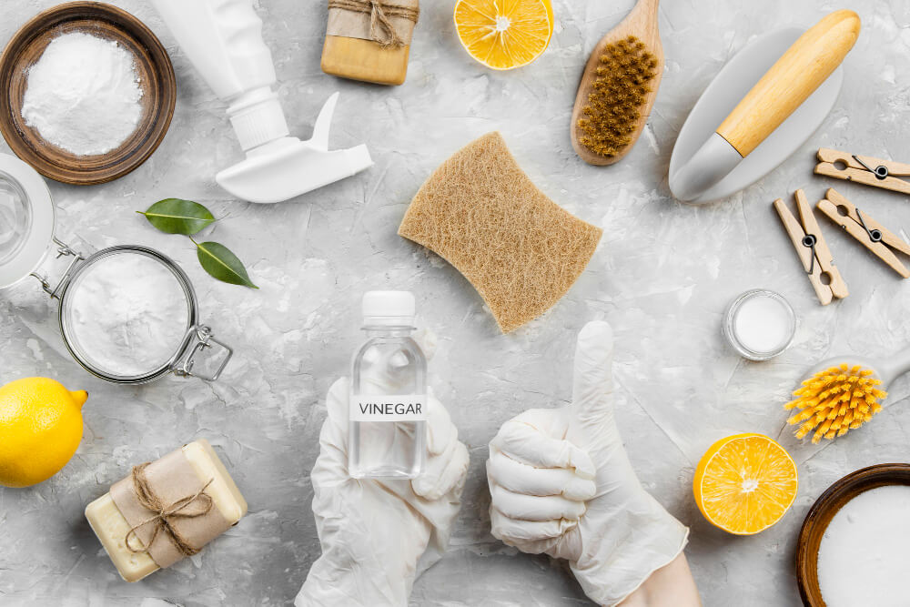 top-view-eco-friendly-cleaning-products 5 Easy Ways to Create an Eco-Friendly Bathroom - 6