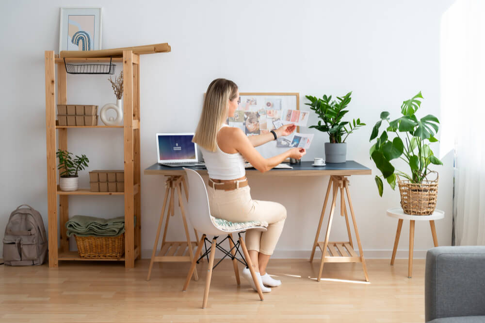 full-shot-woman-creating-vision-board (1) Developing an Efficient Home Office: Unlock Your Productivity Potential - 4