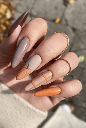 fall-pumpkin-plaid-nail-design.-october-halloween-nails-nude. (1) fall-pumpkin-plaid-nail-design.-october-halloween-nails-nude.