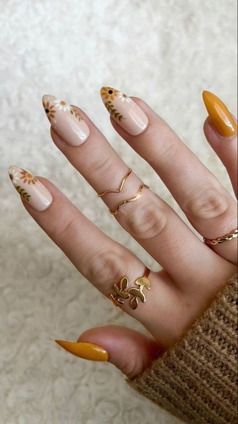 autumn flowers nails autumn flowers nails