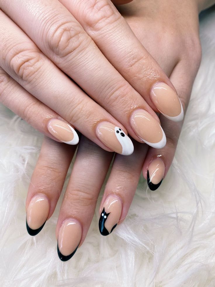 minimalist black cat and ghost hallowen nail designs minimalist black cat and ghost hallowen nail designs