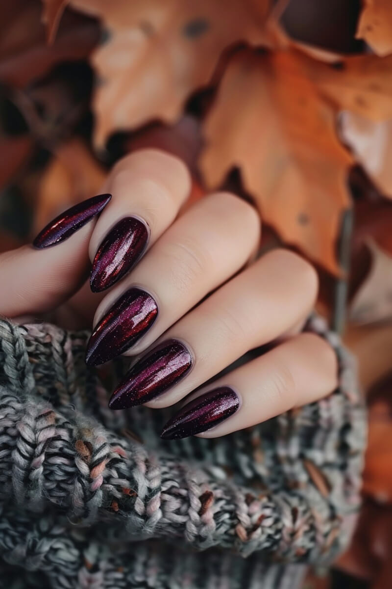 Deep plum glitter nails Deep plum glitter nails