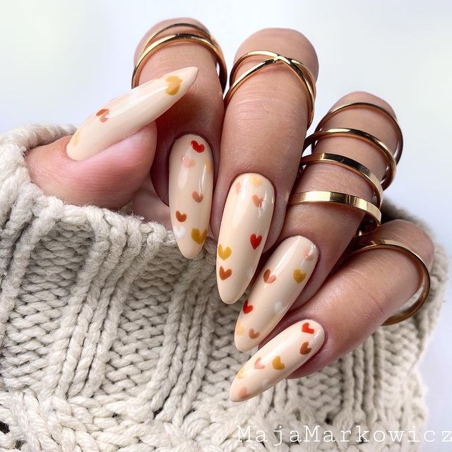 cute hearts fall nails cute hearts fall nails