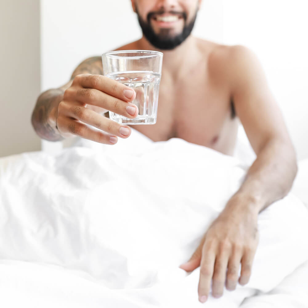 morning man-showing-glass-water morning man-showing-glass-water