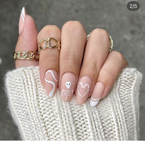 nude halloween almond nail designs nude halloween almond nail designs