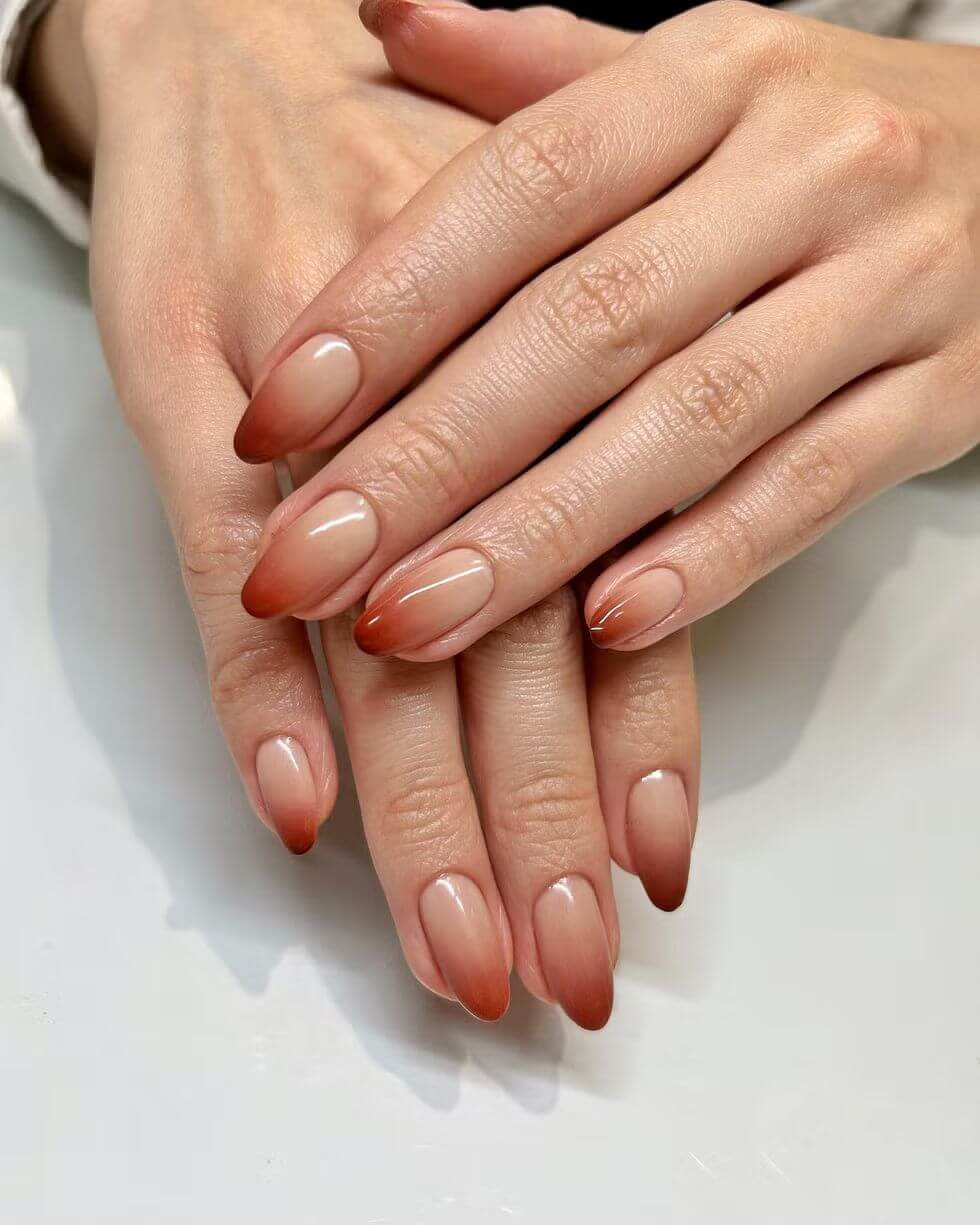 pumpkin spice ombre nails for fall (1) pumpkin spice ombre nails for fall