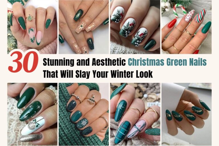 stylish christmas green nails for winter holiday