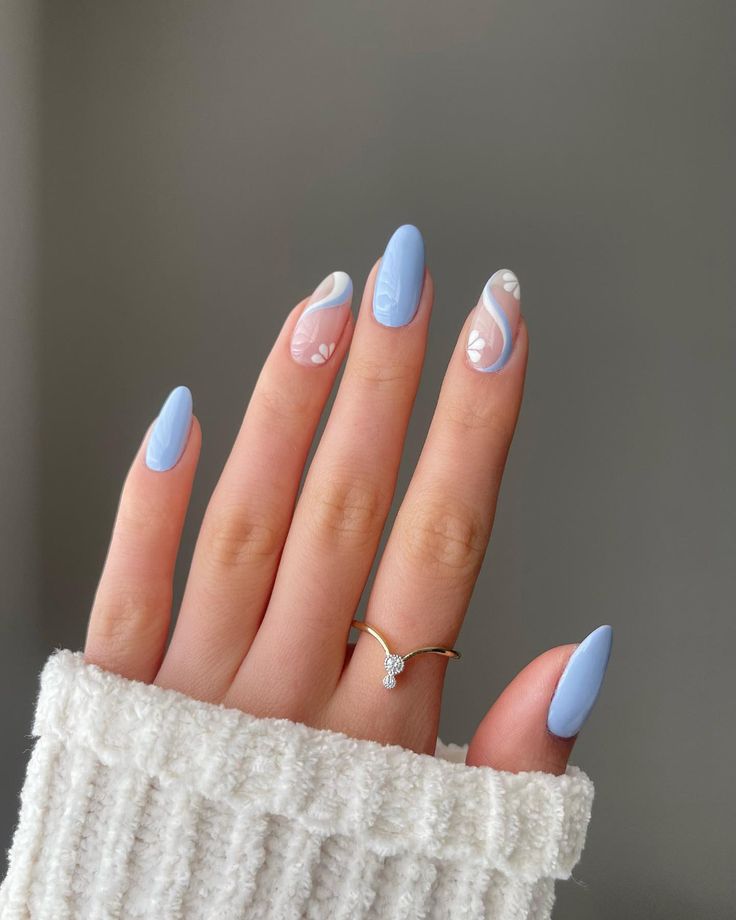 Amazing Sky Blue Nail Art Amazing Sky Blue Nail Art