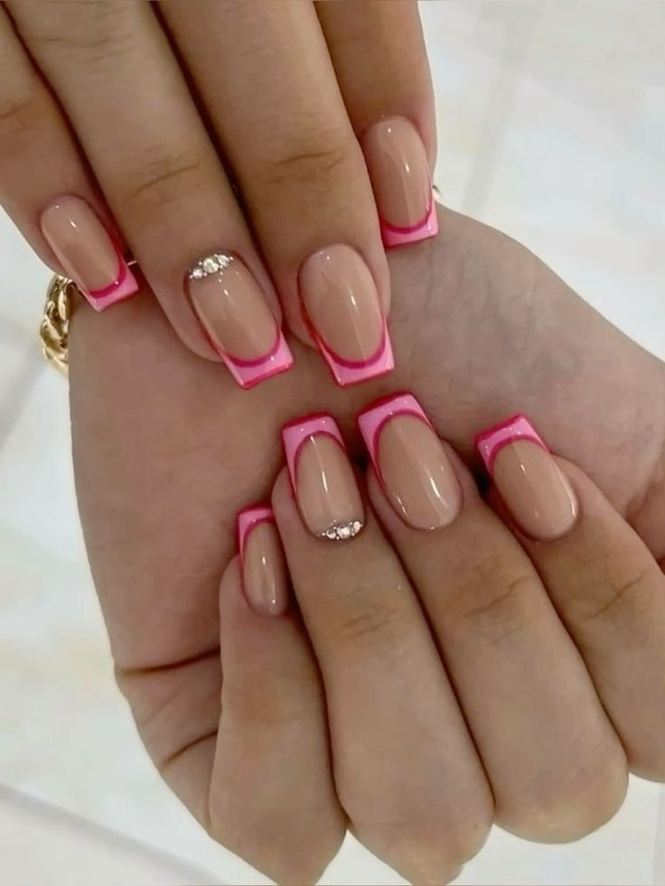 Elegant Double Pink French Tip Nails Elegant Double Pink French Tip Nails