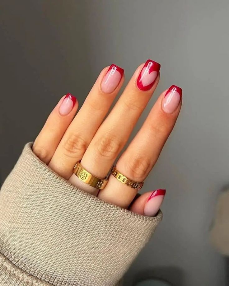 Negative space heart Valentine’s Day Nail Designs Negative space heart Valentine’s Day Nail Designs
