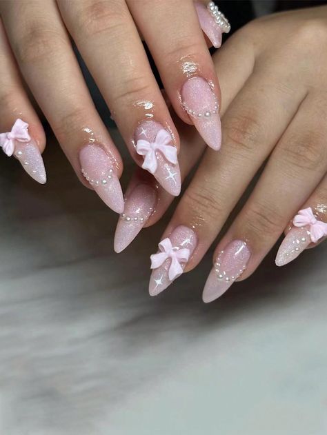 soft pink coquette nails with bows soft pink coquette nails with bows