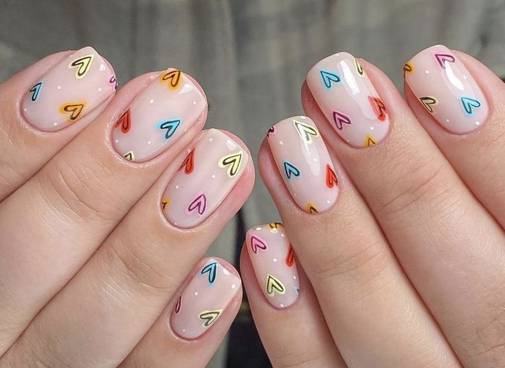 candy color hearts on february nails candy color hearts on february nails
