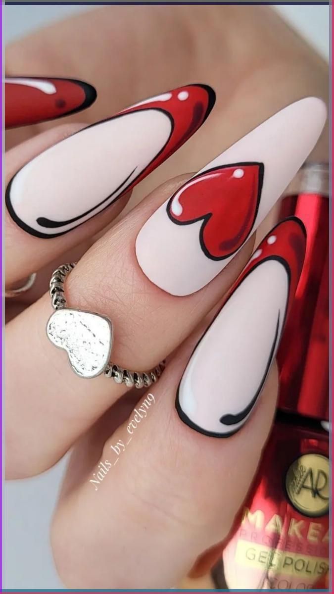 cartoon style valentines day nails cartoon style valentines day nails