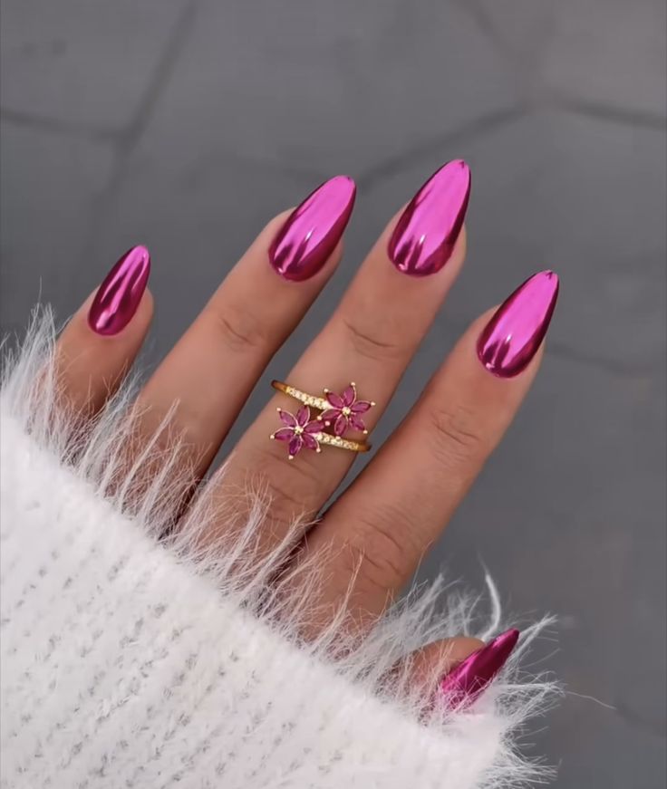 chrome pink nails chrome pink nails