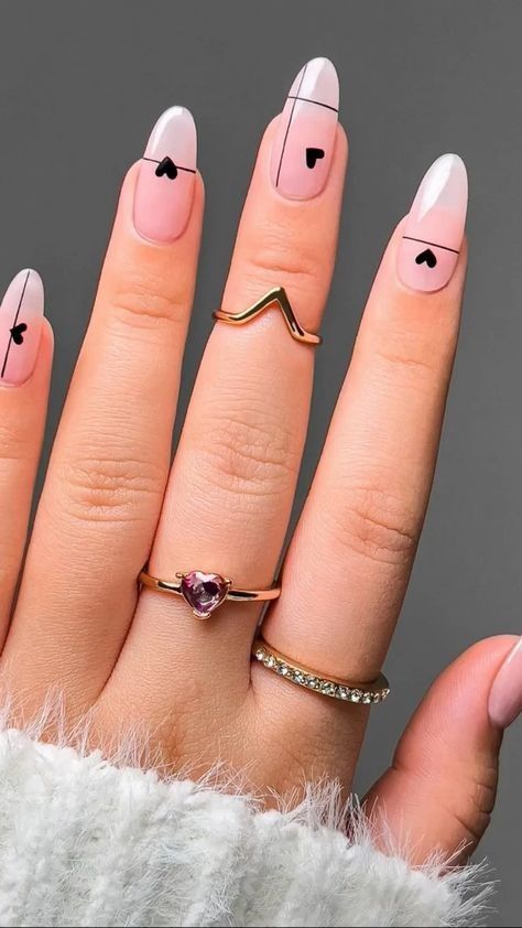 minimal black heart nail art design minimal black heart nail art design