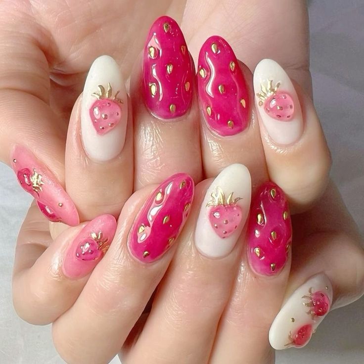 pink strawberry style playful pink nails pink strawberry style playful pink nails