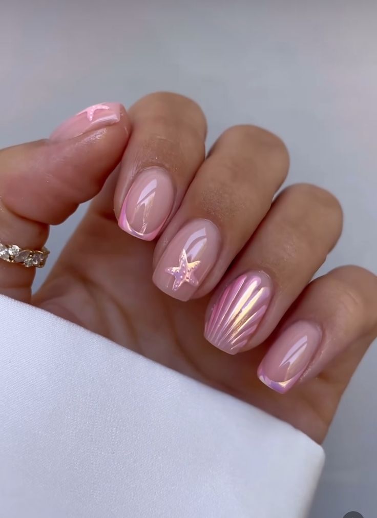 sea inspired nails in soft pink sea inspired nails in soft pink
