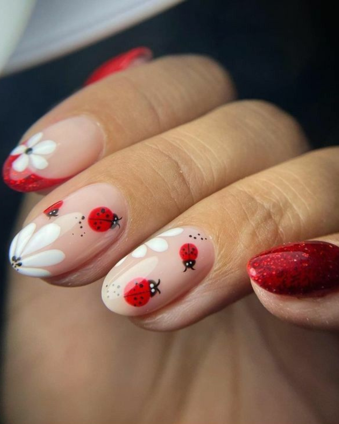 Cute and Playful Ladybug spring nails Cute and Playful Ladybug spring nails