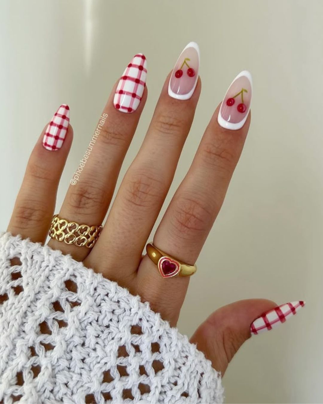 cherry nails - Almond Spring Nails cherry nails - Almond Spring Nails