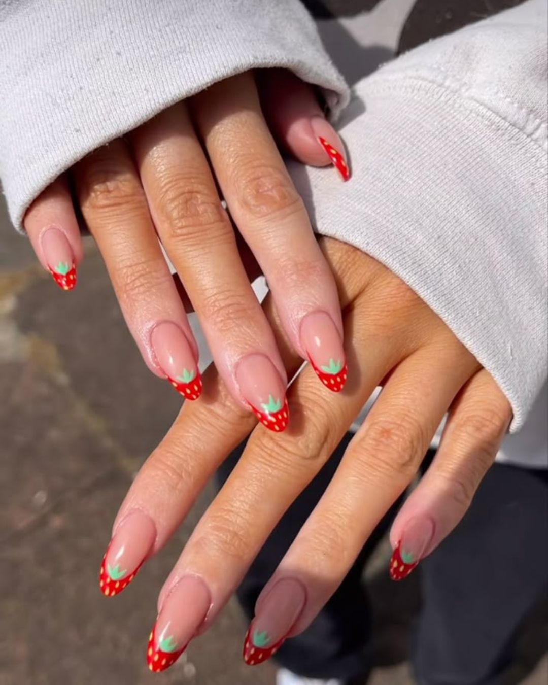 strawberry nails for almond shape nails strawberry nails for almond shape nails