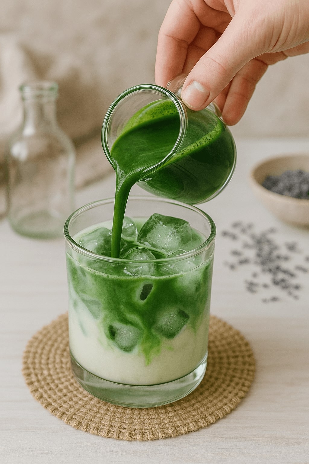How to make Iced Lavender Matcha latte How to make Iced Lavender Matcha latte