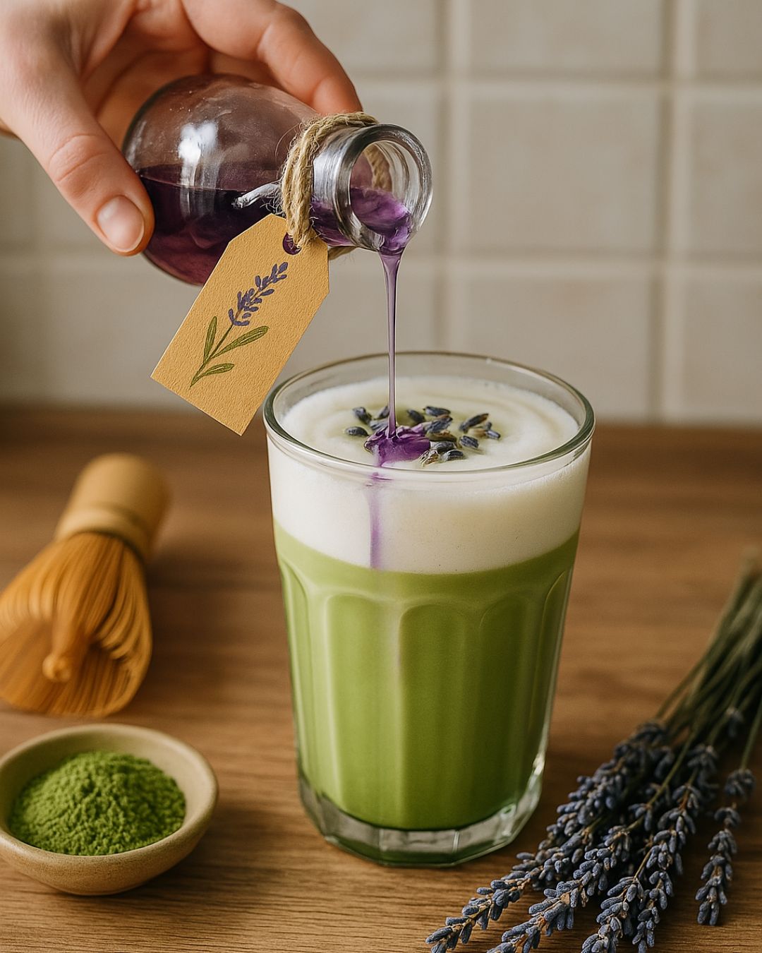 Lavender Matcha Latte with Lavender Syrup Lavender Matcha Latte with Lavender Syrup