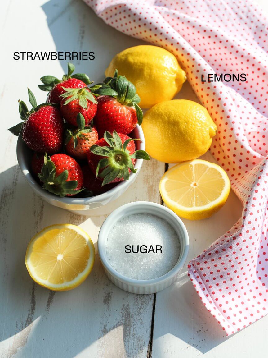 basic ingredients for homemade strawberry lemonade recipe basic ingredients for homemade strawberry lemonade recipe