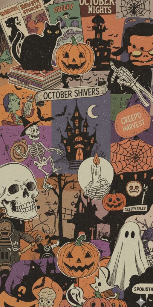 vintage spooky phone wallpaper autumn